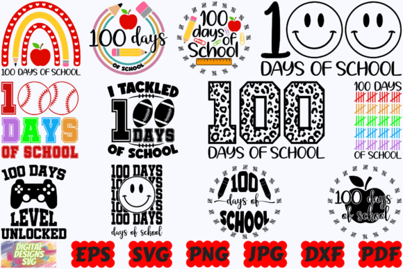 Celebrating 100 Days of School with SVG and PNG