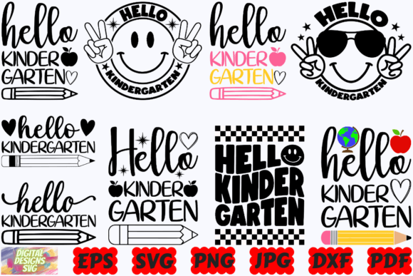 Hello Kindergarten SVG for School Projects
