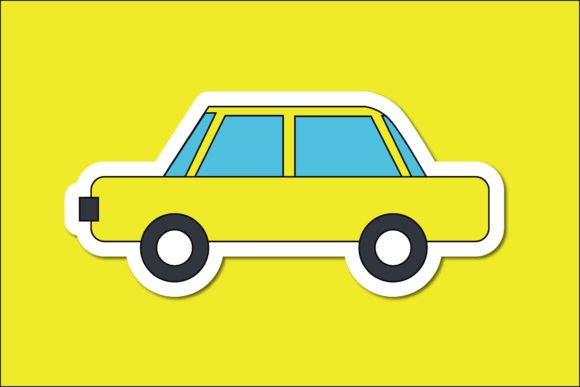 Vehicle Sticker Icon: Yellow Car Design Review